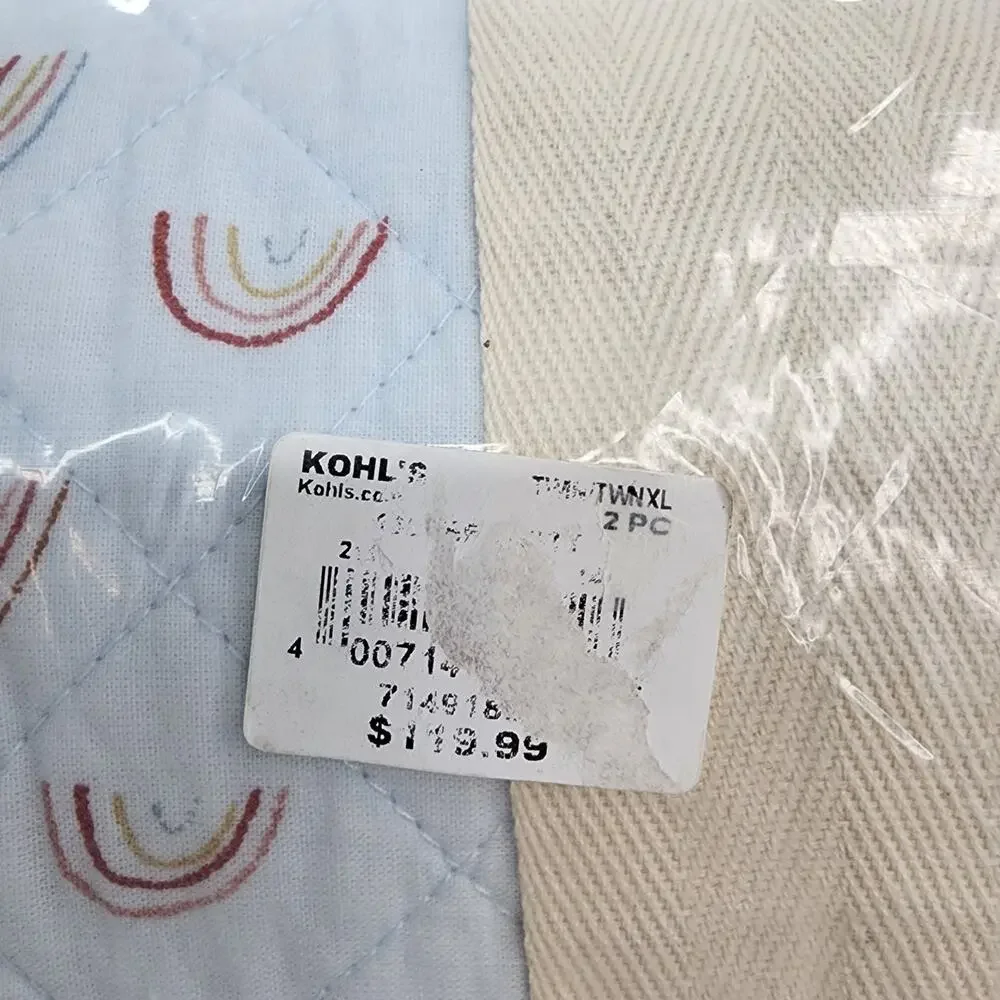 NIP LC Lauren Conrad Twin XL Quilt Set Blue Rainbow Star Organic Cotton